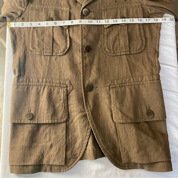 Nigel Cabourn men’s tan linen/cotton safari/field jacket, JP 44= US XS - Picture 10 of 10